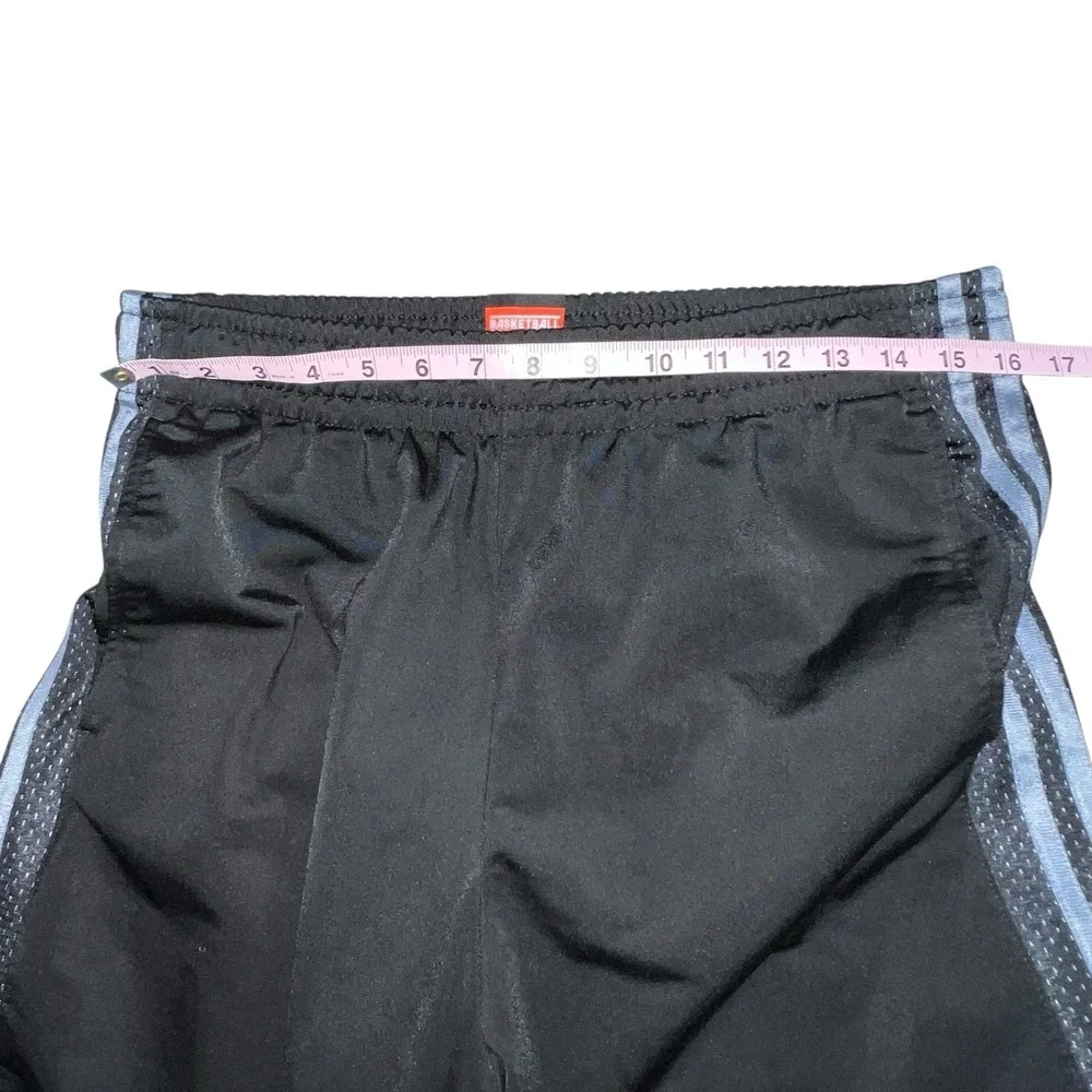 Y2k Adidas Shiny Track Pants Black With Gray Side‎ Stripes Mens Large Activewear